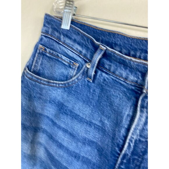 Express Women's Blue Straight Ankle Cargo Jeans Size 12 Long Y2K 90s Utility - Picture 13 of 16